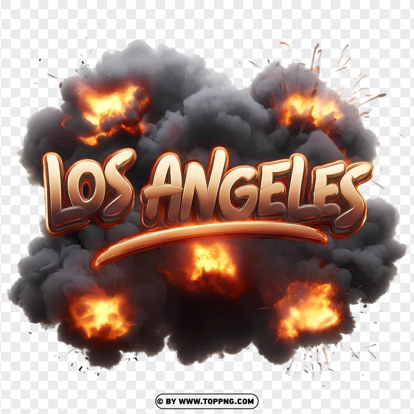 Los Angeles With Fire Clouds And Flames PNG Transparent Background