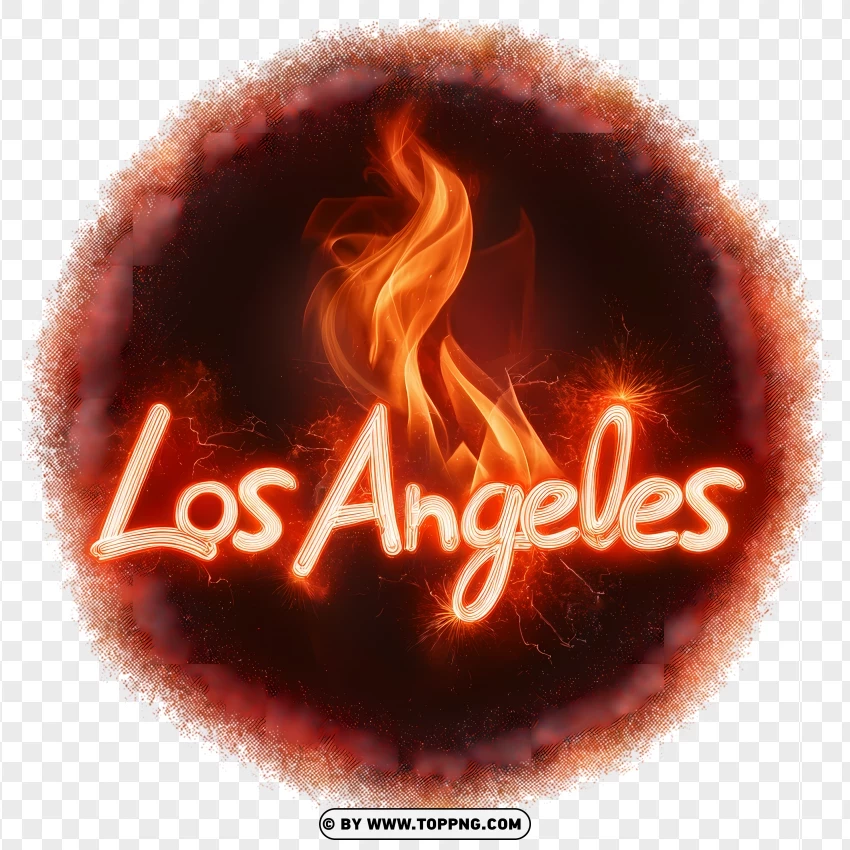 Los Angeles Flaming Text With Sparks PNG Transparent Background