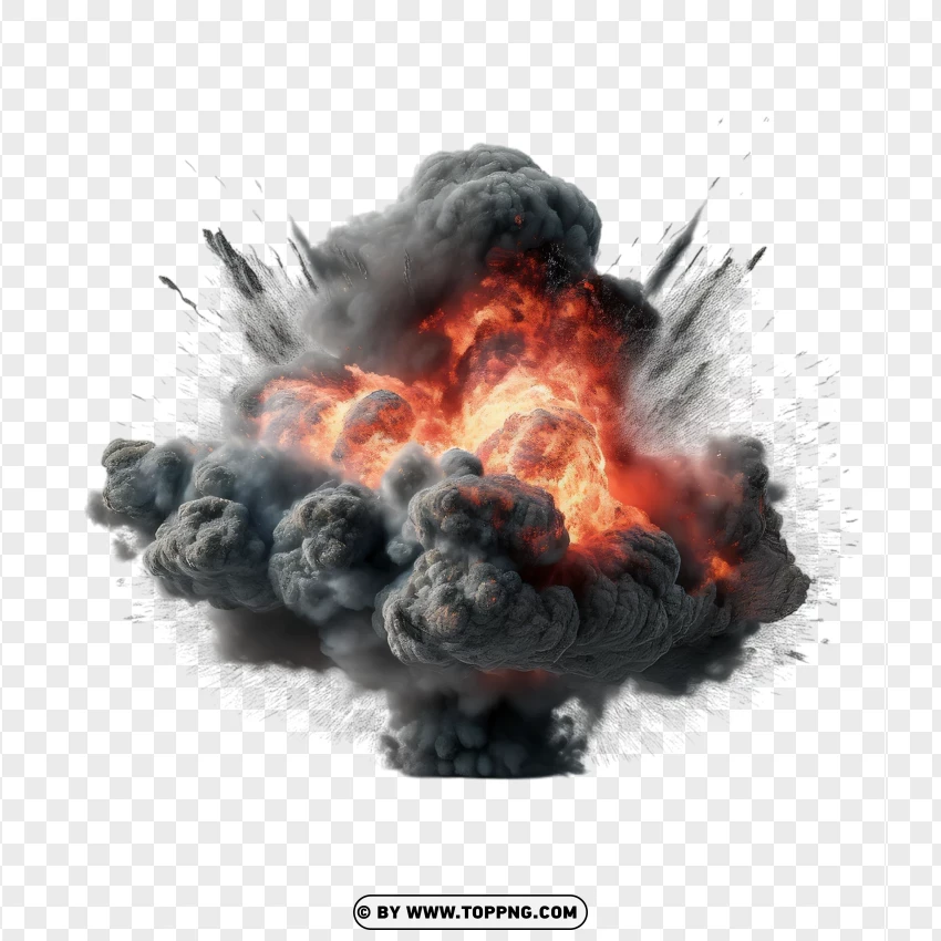 Large Fireball With Black Smoke PNG Transparent Background