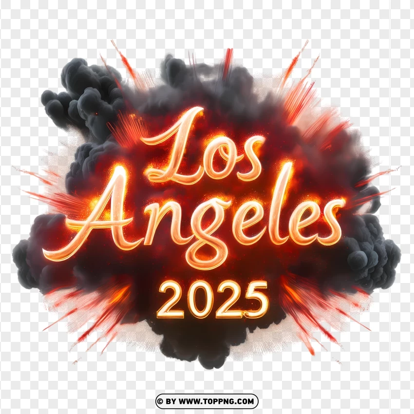 Los Angeles 2025 With Explosive Smoke PNG Transparent Background