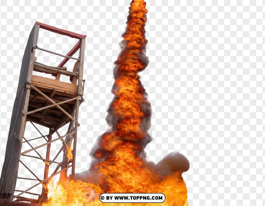 Massive Fire Tornado In Urban Scene PNG Transparent Background