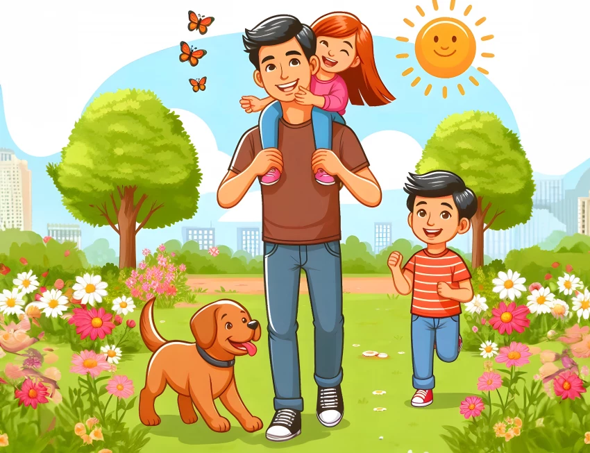 A Father Holds Child A Greeting Card For Fathers Day 2024 PNG Transparent Background