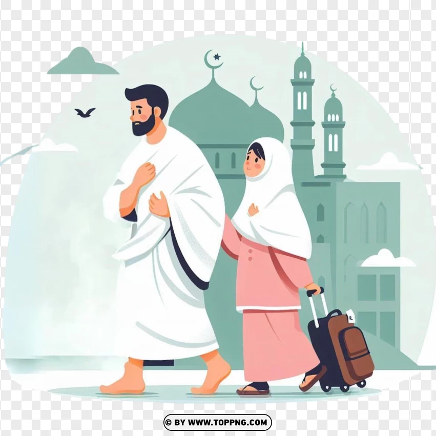 A Muslim Couple Of Pilgrims PNG Transparent Background