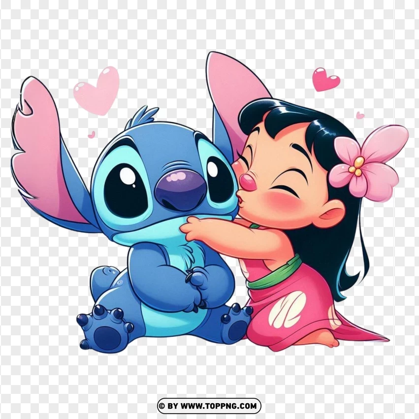 A Stitch And Lilo Embrace PNG Transparent Background