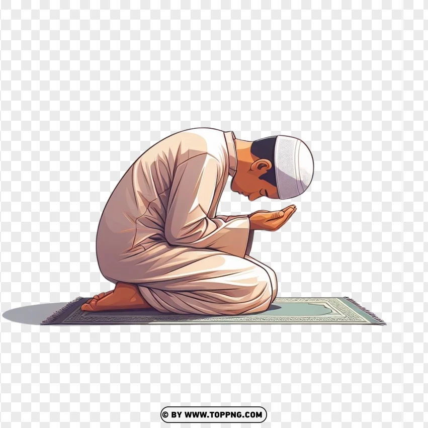 A Young Muslim Man Praying Sadly PNG Transparent Background