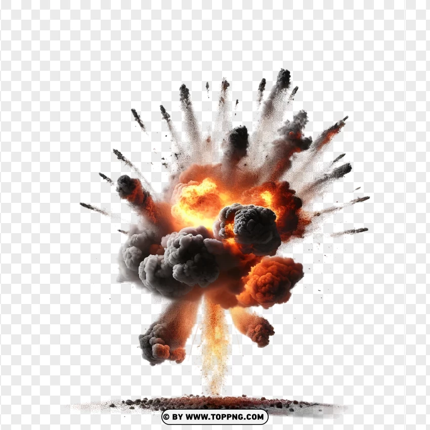 Fiery 2025 Explosion With Expanding Smoke Cloud PNG Transparent Background