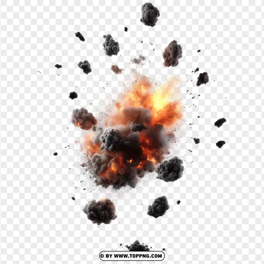 Dynamic Fireball Explosion With Debris And Smoke Free Clipart PNG Transparent Background