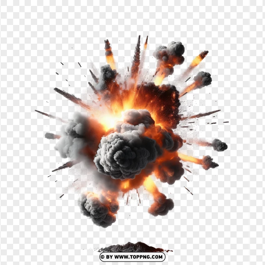 Massive Fireball Explosion With Debris Effect PNG Transparent Background