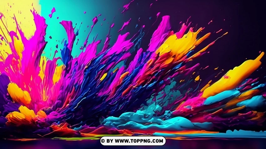 Abstract Canvas In 4k Dynamic Splashing Colors PNG Transparent Background