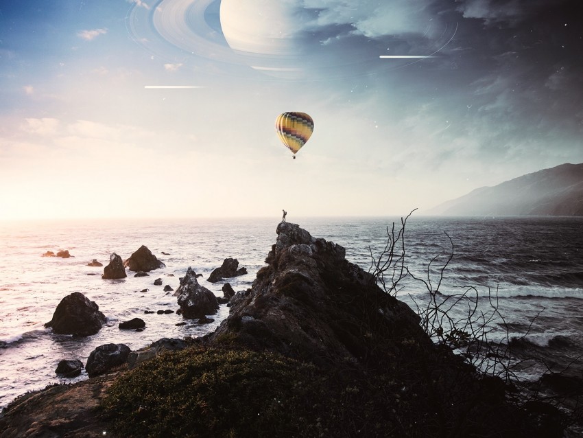 Air Balloon Clipping Silhouette Planet Photoshop Background