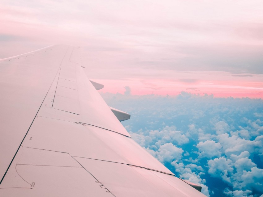 aircraft wing, clouds, flight, sky, porous