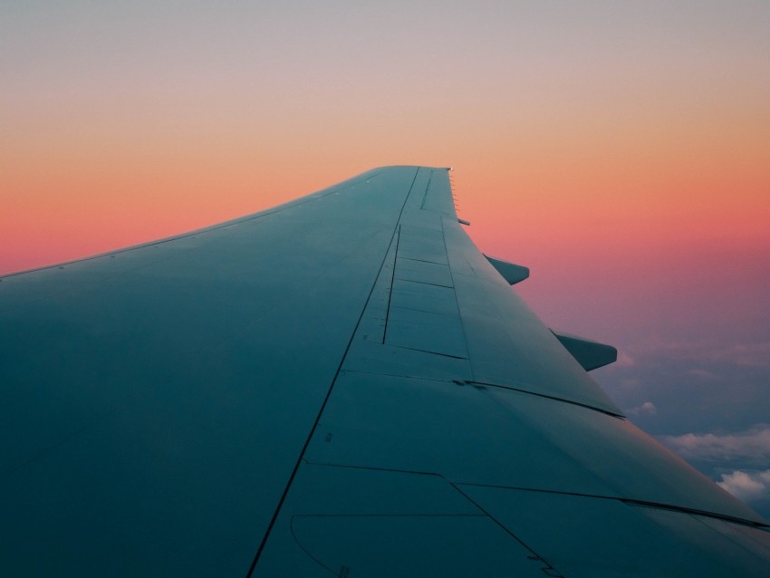 Airplane Wing Plane Sky Flight Clouds Background