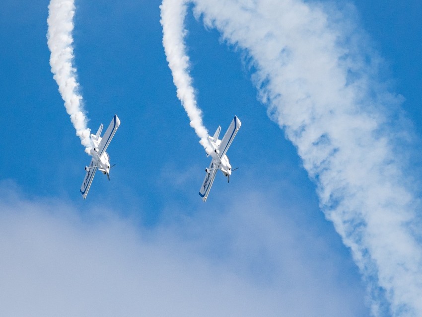 airplanes, smoke, sky, aerobatics, air shows