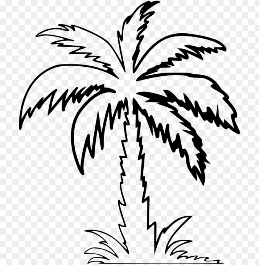 palm tree, frame, food, lines, trees, people outline, retro clipart