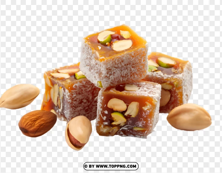 Almond Pistachio Turkish Delight PNG Transparent Background