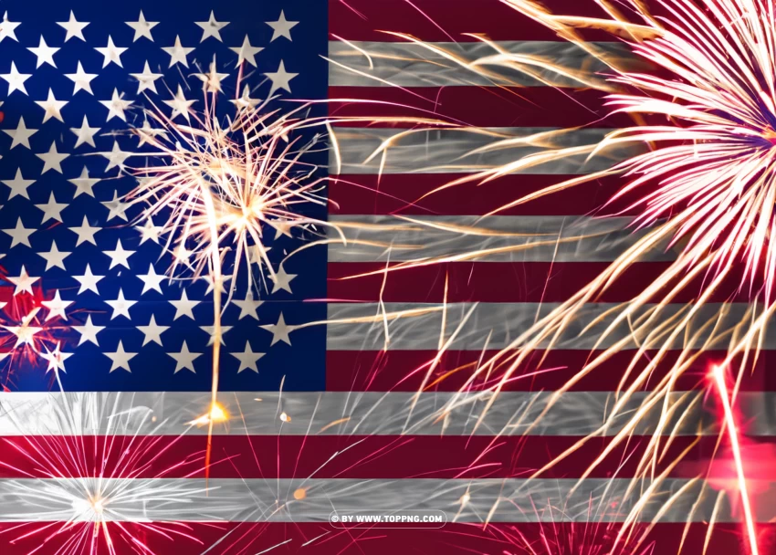 American Flag And Fireworks Images PNG Transparent Background