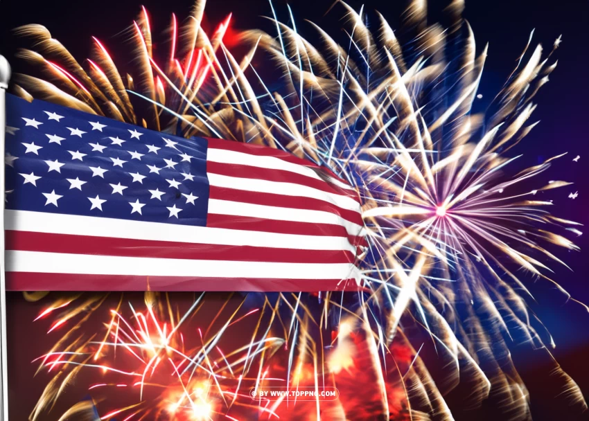 American Flag Fireworks High Quality PNG Transparent Background