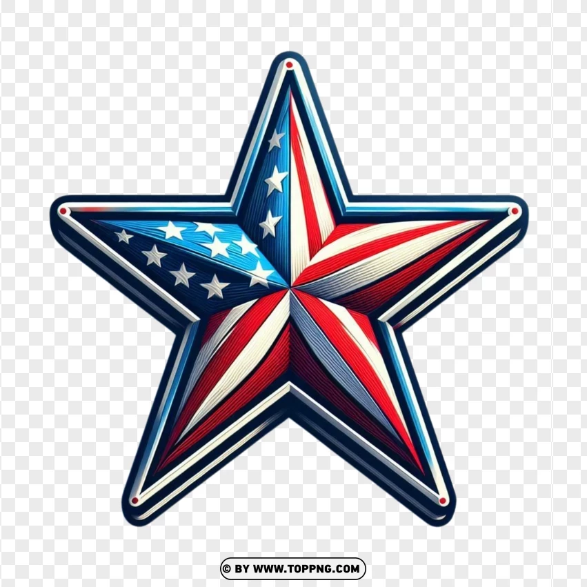 American Flag Themed Star For Independence Day PNG Transparent Background