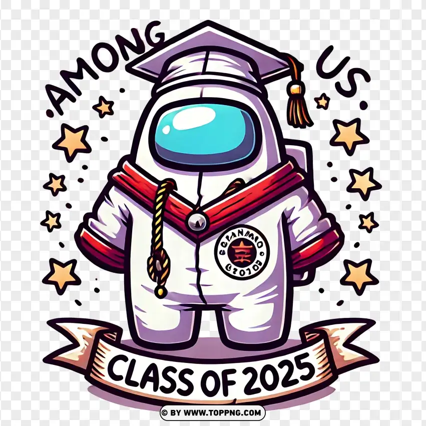 Among Us Character Class Of 2025 Graduation Design PNG Transparent Background