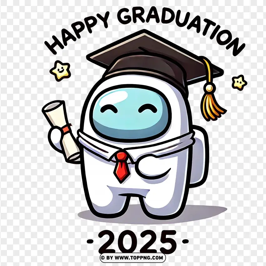 Among Us Graduation Clipart With 2025 Diploma PNG Transparent Background