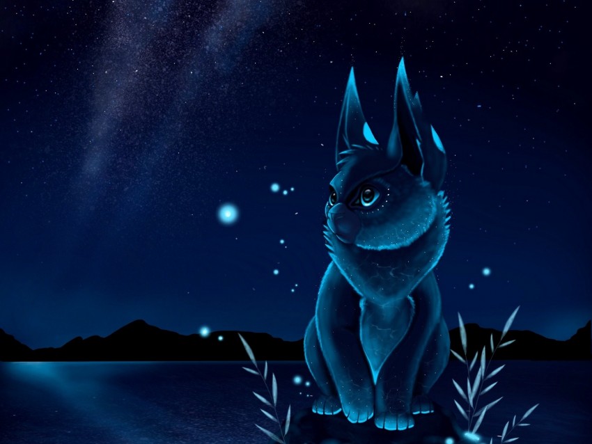 Animal Fantastic Art Night Starry Sky Background