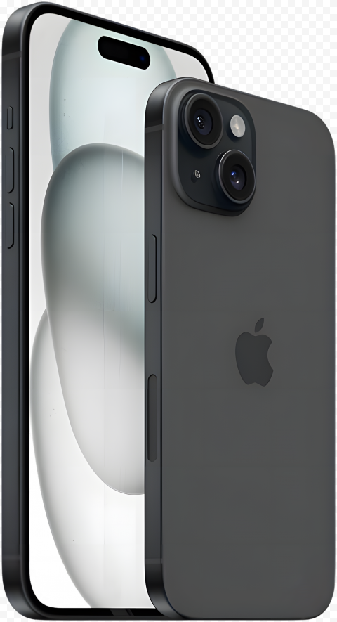 Apple Iphone 15 Black Smartphone PNG Transparent Background