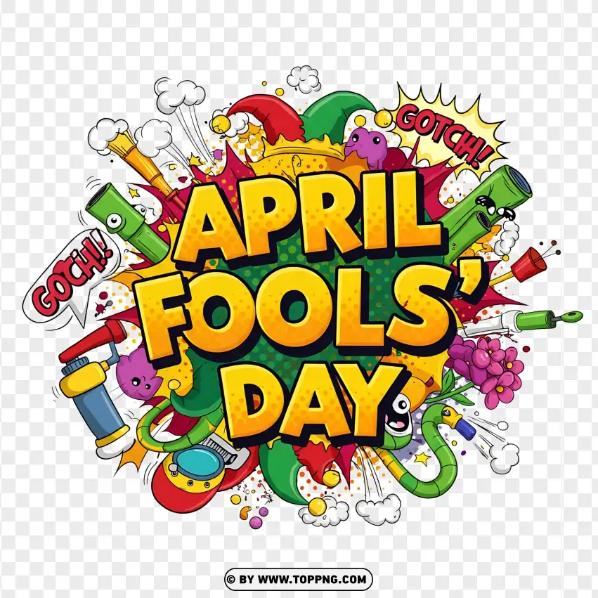 April Fools Day Fun Icons With Bright Colors PNG Transparent Background