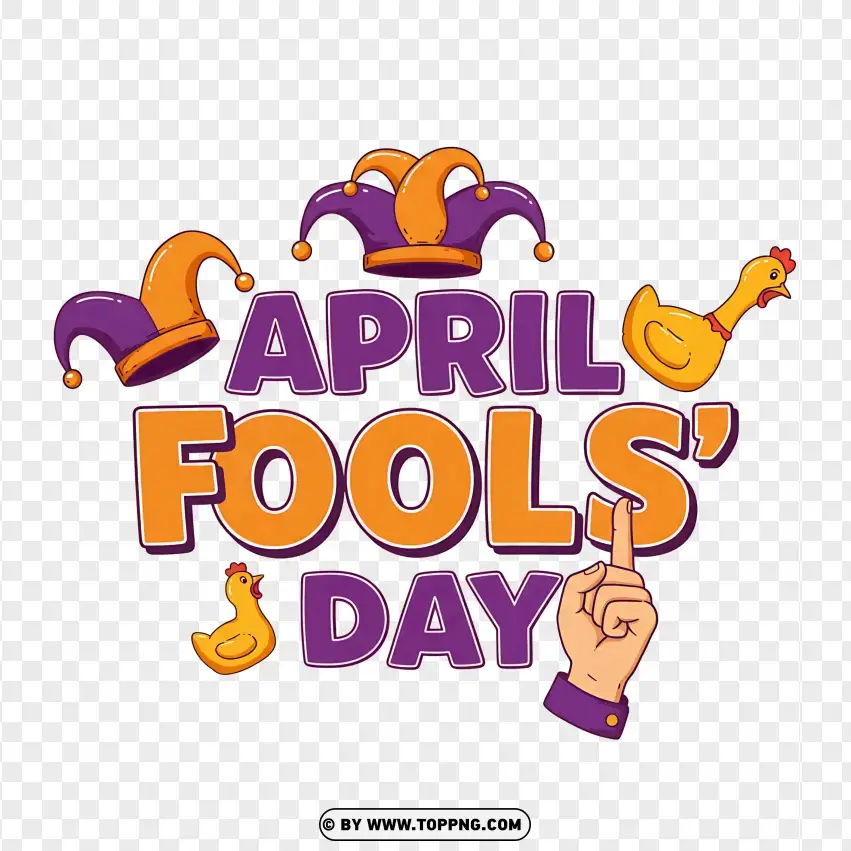 April Fools Day Typography With Jester Hat PNG Transparent Background