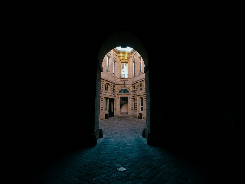 Arch Alleyway Dark Buildings Architecture Background