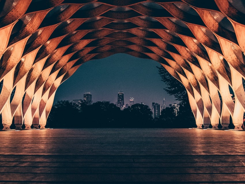 arch, architecture, construction, grid, backlight, city, view