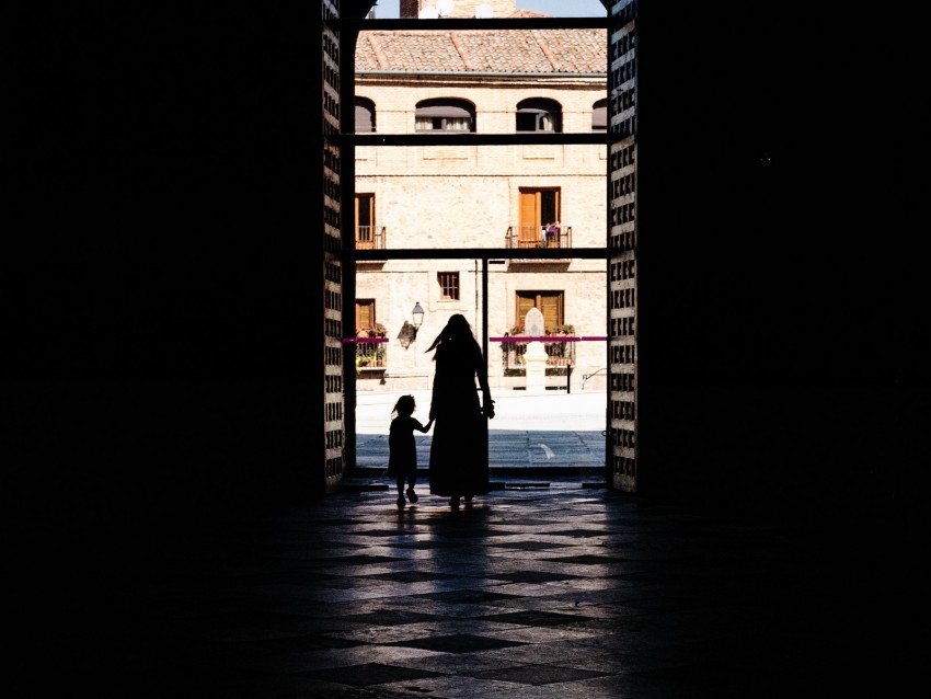 arch, silhouettes, darkness, exit