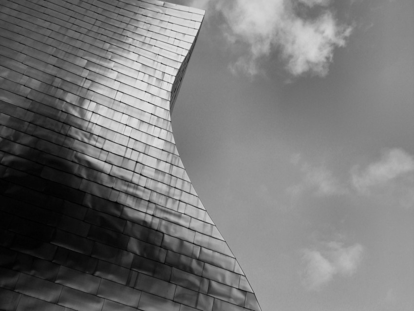 architecture, facade, bw, building, minimalism, sky