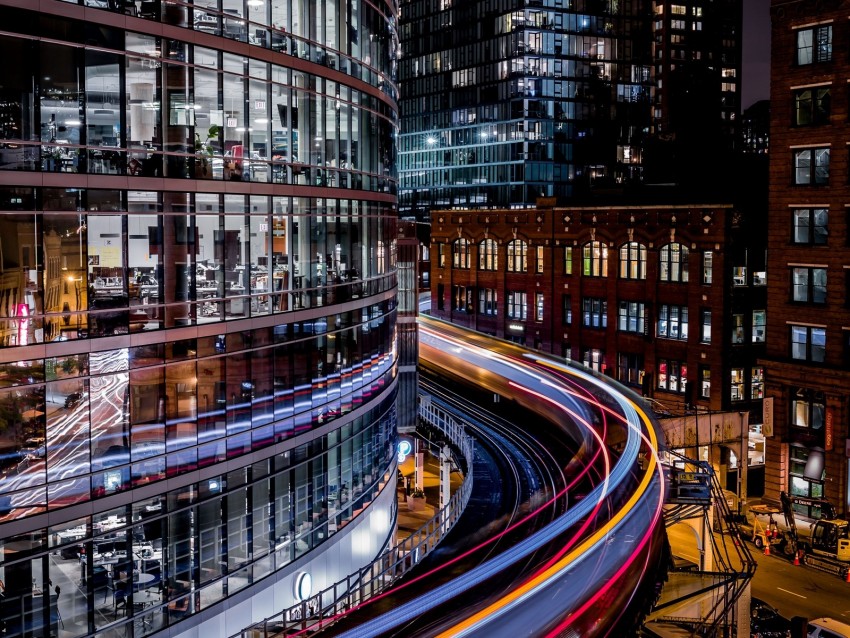 Architecture Night City City Lights Long Exposure Background