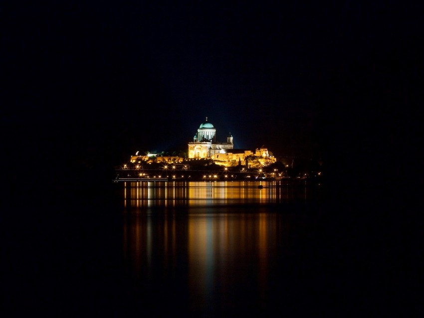 architecture, night city, dark, hungary