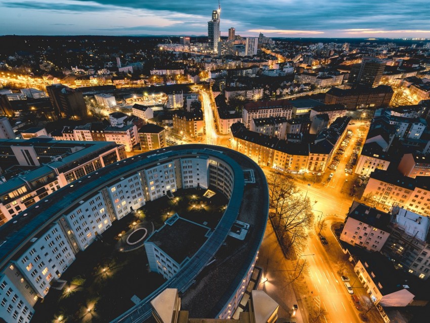 Architecture Urban Buildings Lighting Electricity Aerial View Background