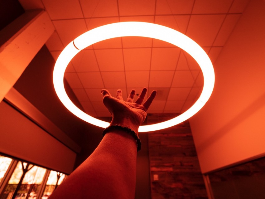 arm, neon, chandelier, circle, light, glow