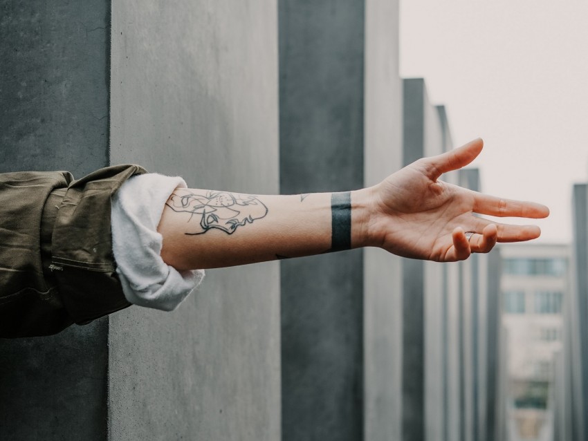 arm, tattoo, wall, blur