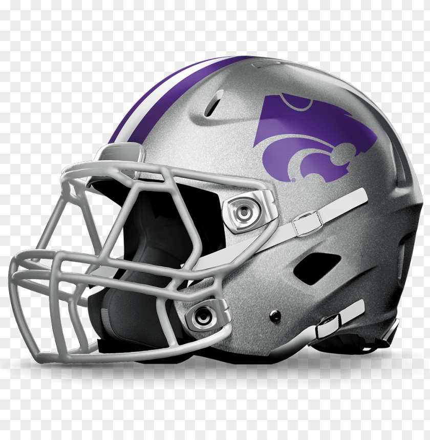 football helmet, sports gear, Kansas State Wildcats, team merchandise, silver helmet, purple accents, athletic equipment