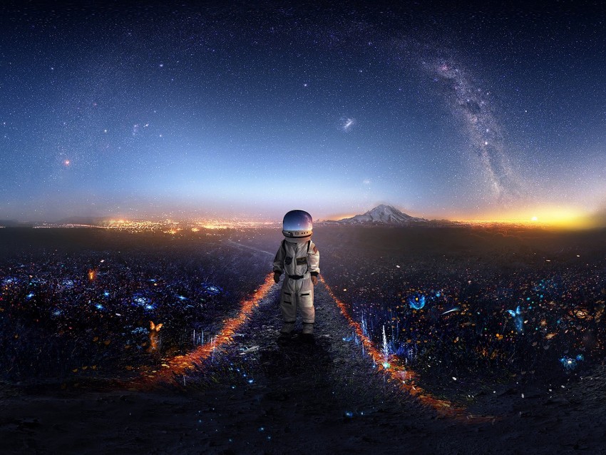 astronaut, art, space, stars, galaxy