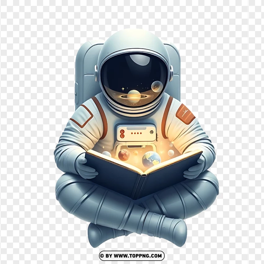 Astronaut Reading A Book PNG Transparent Background