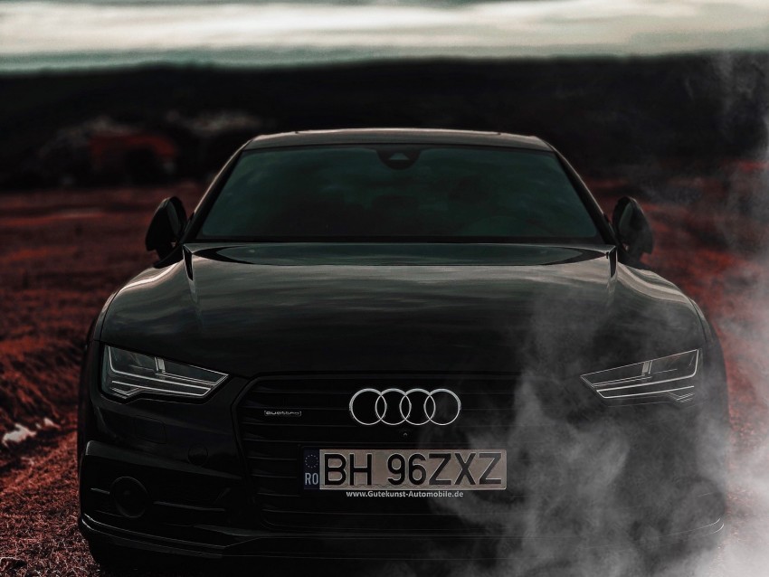 audi a7, audi, black, front view, headlights