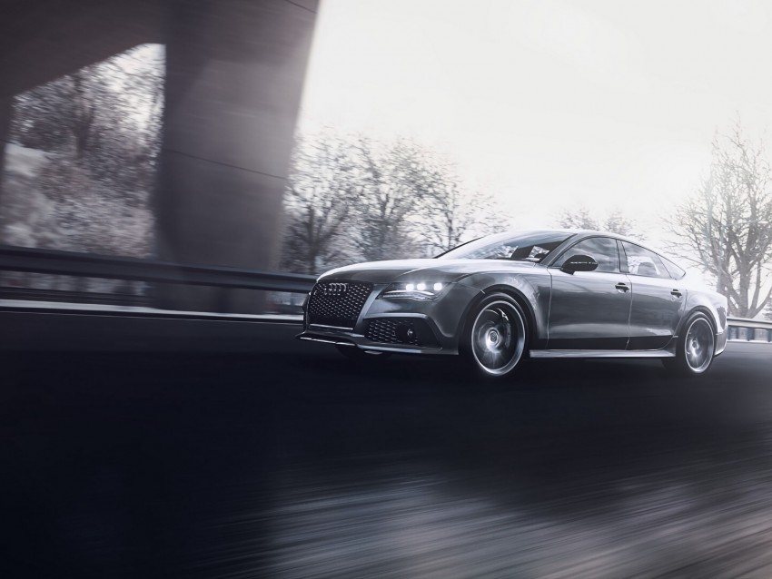 Audi Rs7 Audi Car Gray Road Speed Background