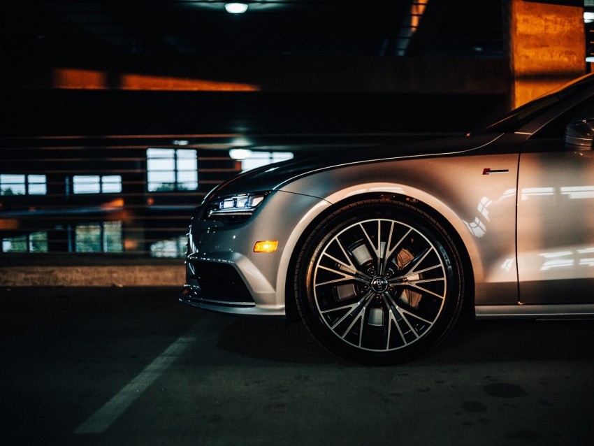 audi, wheel, side view, headlight