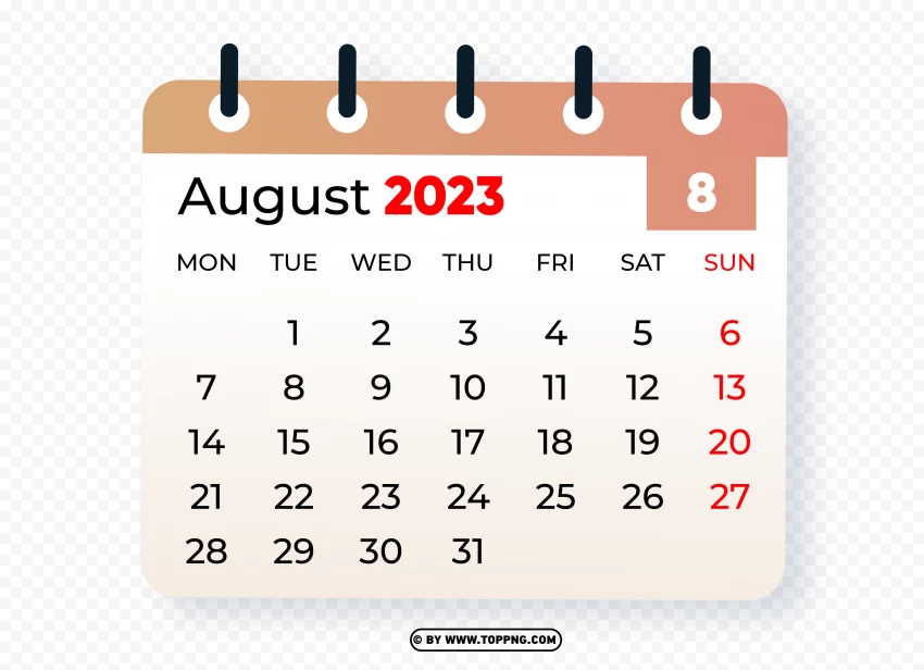 August 2023 Graphic Calendar PNG Image , Calendar PNG, Date PNG, Day PNG, Schedule PNG, Appointments PNG, Month PNG