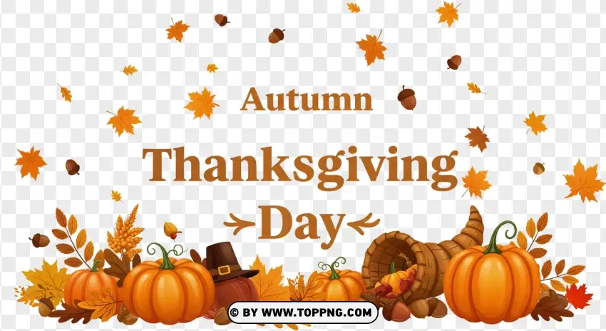 Autumn Thanksgiving Day With Pumpkin Decorations PNG Transparent Background