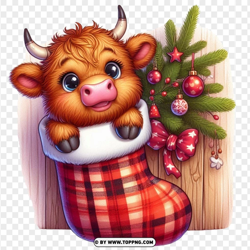 Highland Cow,  Funny Animal, christmas,Silly ,  A Whimsical ,  Playful ,  Joyful 