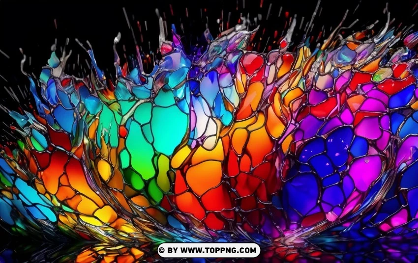 S Entwined Stained Glass And Color Splash PNG Transparent Background