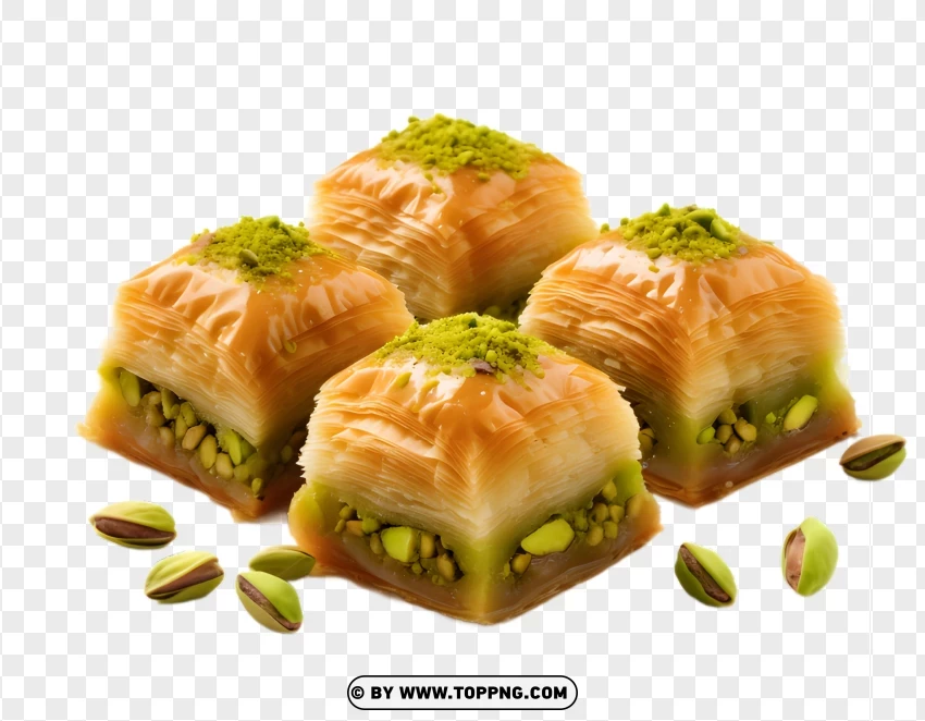 Baklava Filled With Pistachios And Honey Syrup Image PNG Transparent Background