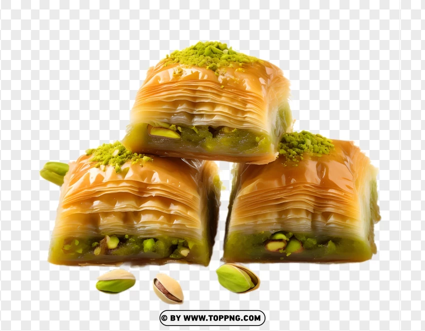 Baklava With Layers Of Phyllo Dough And Pistachio Filling Free Download PNG Transparent Background