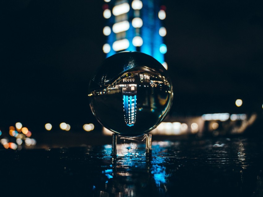 Ball Glass Reflection Glare Bokeh Night Background